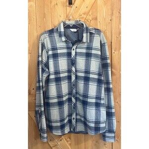 NWT Outpost Makers x Buckle Heavy Flannel Shirt Snap Front Blue Plaid Mens Large